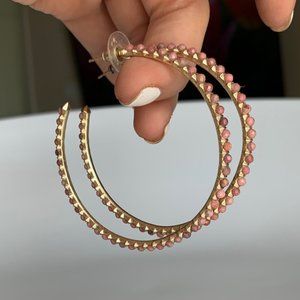 Kendra Scott Pink Beaded Birdie Hoop Earrings